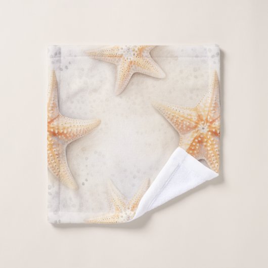Creme Peach Beach Starfish Badhandtuch Set (Waschlappen)