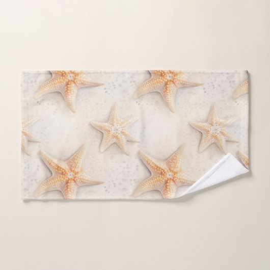 Creme Peach Beach Starfish Badhandtuch Set (Handtuch)