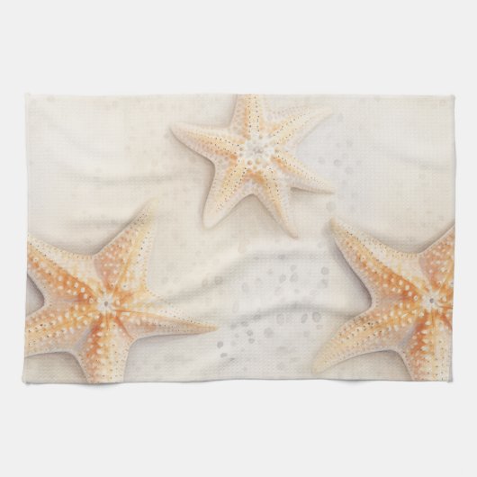 Creme Peach Beach Starfish Geschirrtuch (Horizontal)