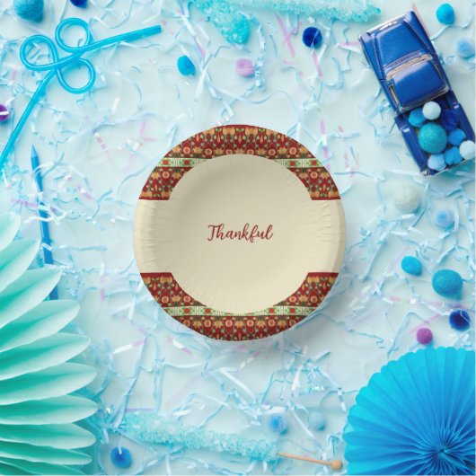 Creme Peach Burgundy und dunkelgrün Pappteller (Party)