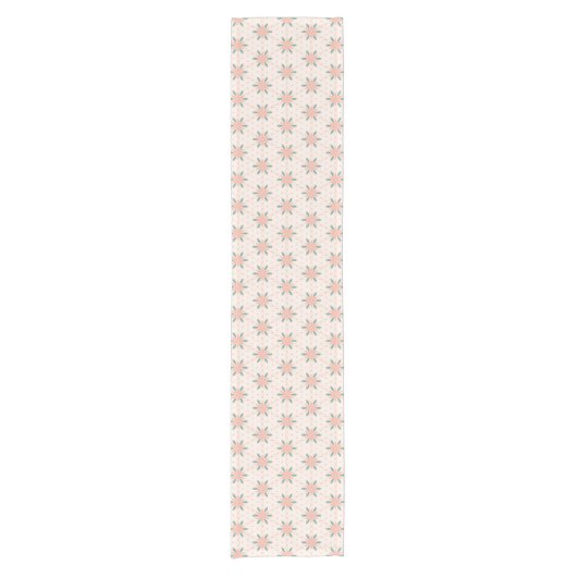 Creme, Peach und Sage Green boho Blumenmuster Kurzer Tischläufer (Vorderseite)