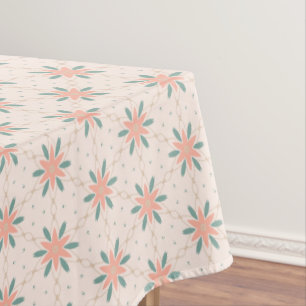 Creme, Peach und Sage Green boho Blumenmuster Tischdecke