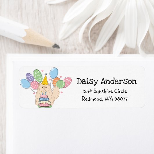 Creme Persian Cat Birthday Return Address Label (Insitu)