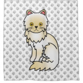 Creme Persian Niedlich Cartoon Cat & Paws Duschvorhang (Vorderseite)