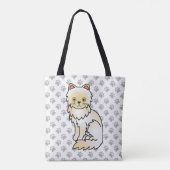 Creme Persian Niedlich Cartoon Cat & Paws Tasche (Rückseite)