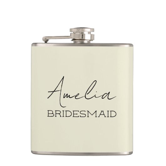 Creme Personalisiert Bridesmaid Flachmann (Vorderseite)