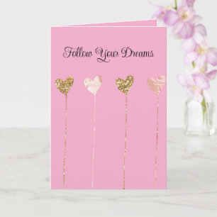 Creme-Pfirsich-Gold-Glitter-Rosa-Glam-Herzensschnü Karte