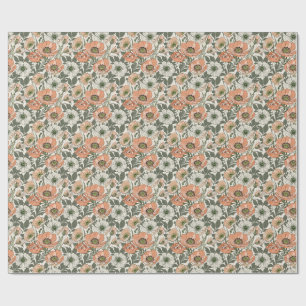 Creme-Pfirsich-Mohn-Blumenmuster Geschenkpapier