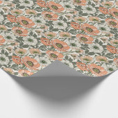 Creme-Pfirsich-Mohn-Blumenmuster Geschenkpapier (Ecke)