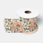Creme-Pfirsich-Mohn-Blumenmuster Satinband (Spule)