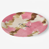 Creme Pink Gold Cowgirl Cowhide Zitat Geburtstag Pappteller (Schrägansicht)