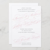 Creme, Pink & Gray ・ Einladung zum Hochzeitsfeiern (Vorne/Hinten)