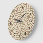 Creme Pink Leopard Print Große Wanduhr (Winkel)