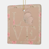 Creme Pink Liebe Schmetterling Floral Keramikornament (Links)