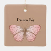 Creme Pink Liebe Schmetterling Floral Keramikornament (Rückseite)