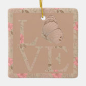 Creme Pink Liebe Schmetterling Floral Keramikornament (Vorderseite)