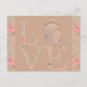 Creme Pink Liebe Schmetterling Floral Postkarte (Vorderseite)