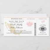 Creme Pink Mexiko Save the Date Boarding Pass (Vorderseite)