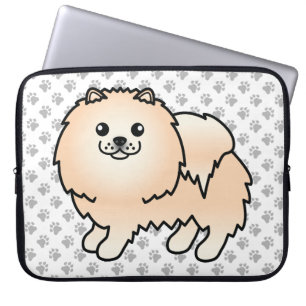 Creme Pomeranian Süßer Cartoon-Hund & Pfoten Laptopschutzhülle
