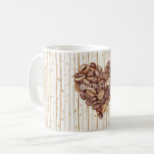 Creme Punkte Streifen First Kaffeebohnen Herz Kaffeetasse (Vorderseite Links)