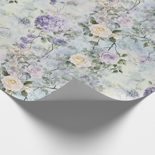 Creme Purple Blumen Geschenkpapier (Ecke)