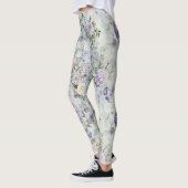 Creme Purple Blumen Leggings (Links)