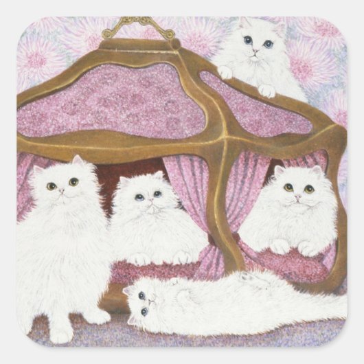 Creme Quadratischer Aufkleber (Vorderseite)