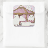 Creme Quadratischer Aufkleber (Tasche)