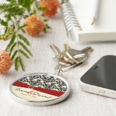 Creme, Red and Black Damask Wedding Schlüsselanhän Schlüsselanhänger (Seite)