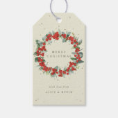 Creme Red Berry+Eucalyptus Christmas/Holiday Geschenkanhänger (Vorderseite)