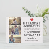 Creme & Red Foto Strip Save the Date lädt ein Einladung (Stehend Vorderseite)