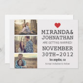 Creme & Red Foto Strip Save the Date lädt ein Einladung (Vorne/Hinten)