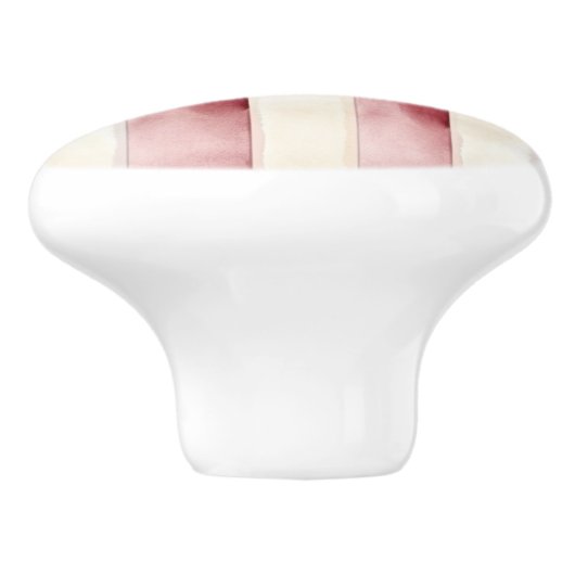 Creme Red Stripes Keramikknauf (Seitenansicht)