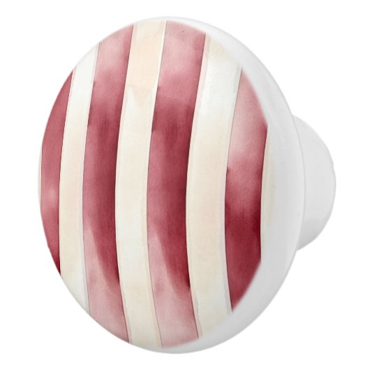 Creme Red Stripes Keramikknauf (Rechts)