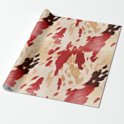 Creme Red Western Cowhide Geschenkpapier (Ungerollt)
