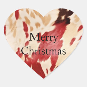 Creme Red Western Cowhide Personalisierter Name Herz-Aufkleber