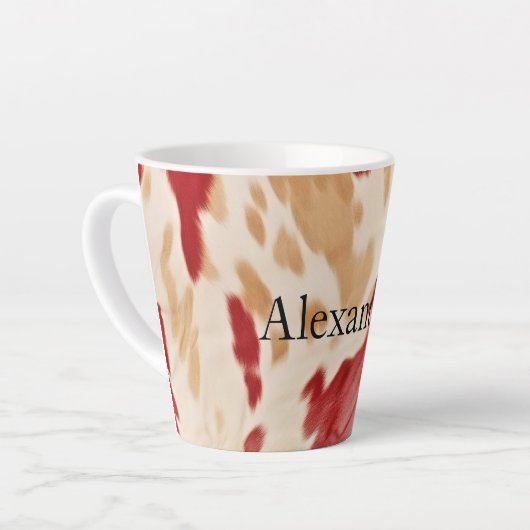 Creme Red Western Cowhide Personalisierter Name Milchtasse (Linke Ecke)
