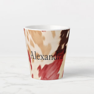 Creme Red Western Cowhide Personalisierter Name Milchtasse
