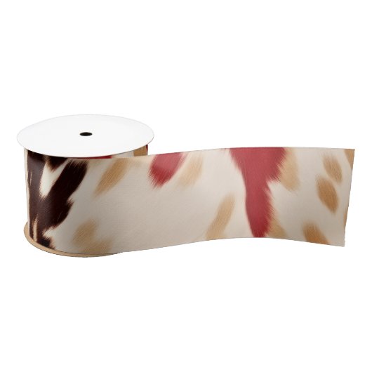 Creme Red Western Cowhide Satinband (Spule)
