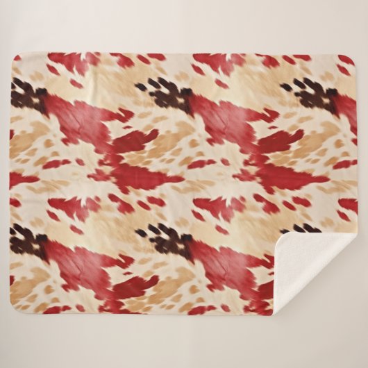 Creme Red Western Cowhide Sherpadecke (Vorderseite (Horizontal))