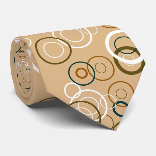 Creme Retro Circles Krawatte (Gerollt)