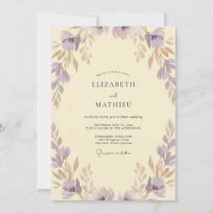 Creme Rosa Bemalte Hochzeit Einladung