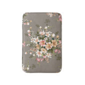 Creme, rosa Blume auf grau. Badematte (Vorderseite Vertikal)