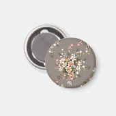 Creme, rosa Blume auf grau. Magnet (Vorderseite/Rückseite)