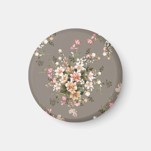 Creme, rosa Blume auf grau. Magnet (Vorne)