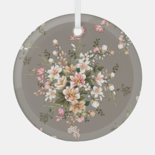 Creme, rosa Blume auf grau. Ornament Aus Glas
