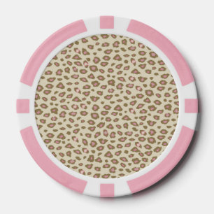 Creme Rosa Leopardenprint Pokerchips