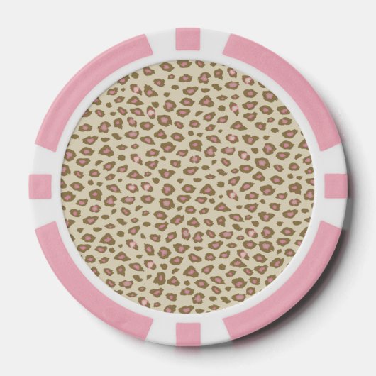 Creme Rosa Leopardenprint Pokerchips (Vorderseite)