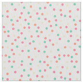 Creme, Rosa, Orange, Gelb, grüne Polka-Punkte Stoff (Nahaufnahme)