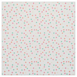 Creme, Rosa, Orange, Gelb, grüne Polka-Punkte Stoff